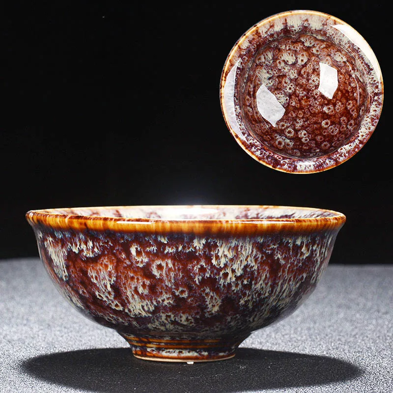 2 pcs Temmoku glaze tea cup art teacup Build kiln ceramic Teacup Chinese Jingdezhen Starry sky set Beautifully artwork | Дом и сад