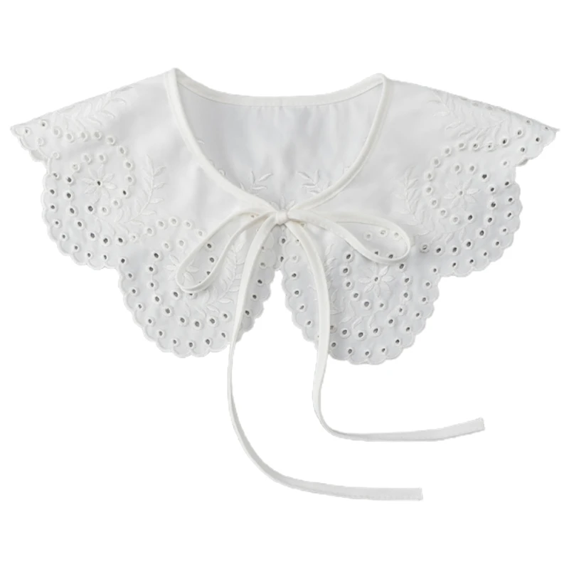 

Women Lovely Fake Collar Hollow Embroidery False Collar Breathable Summer White Collar Necklace Dress Shirt Collar