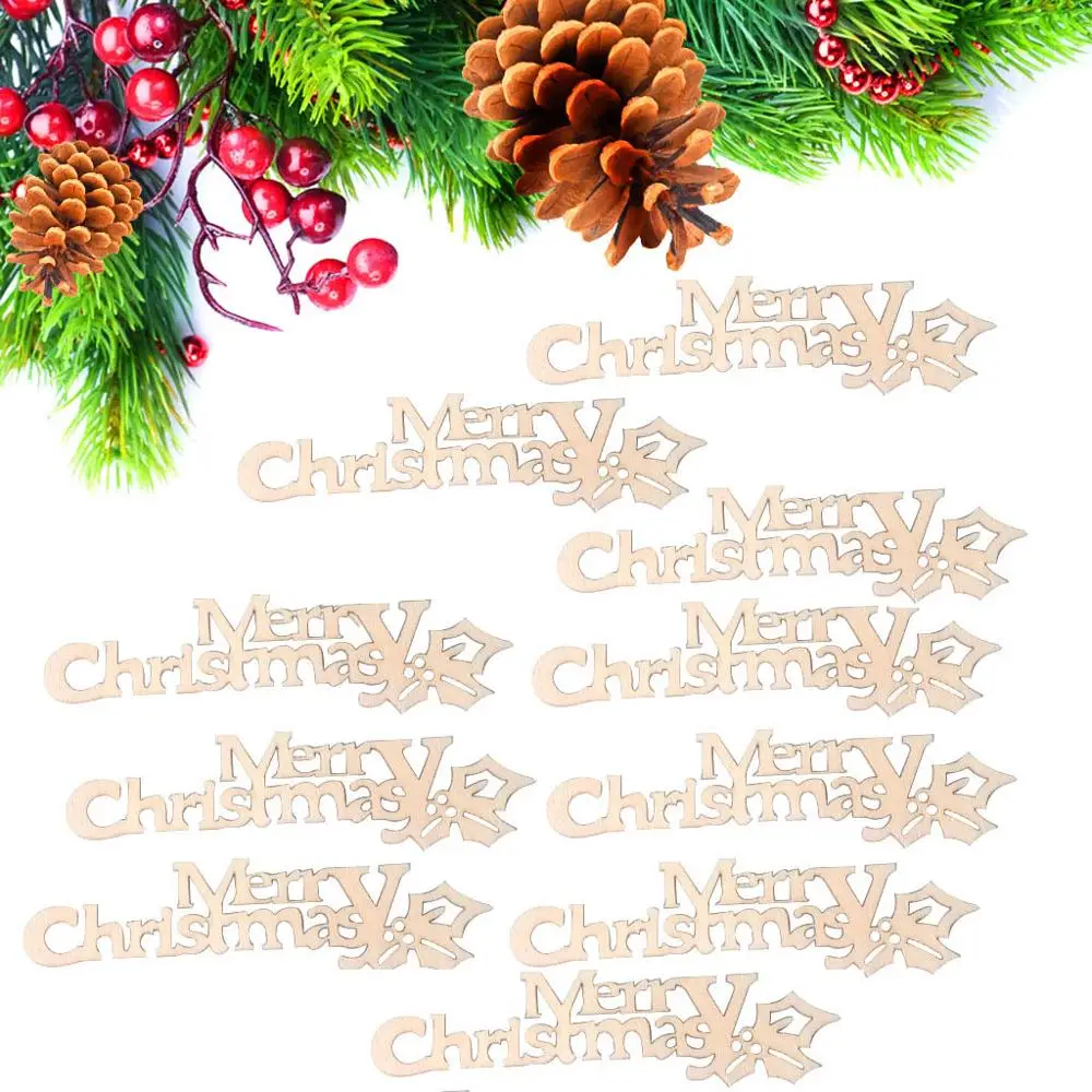 10 шт. рождественские украшения для дома деревянные DIY скрапбук счастливого