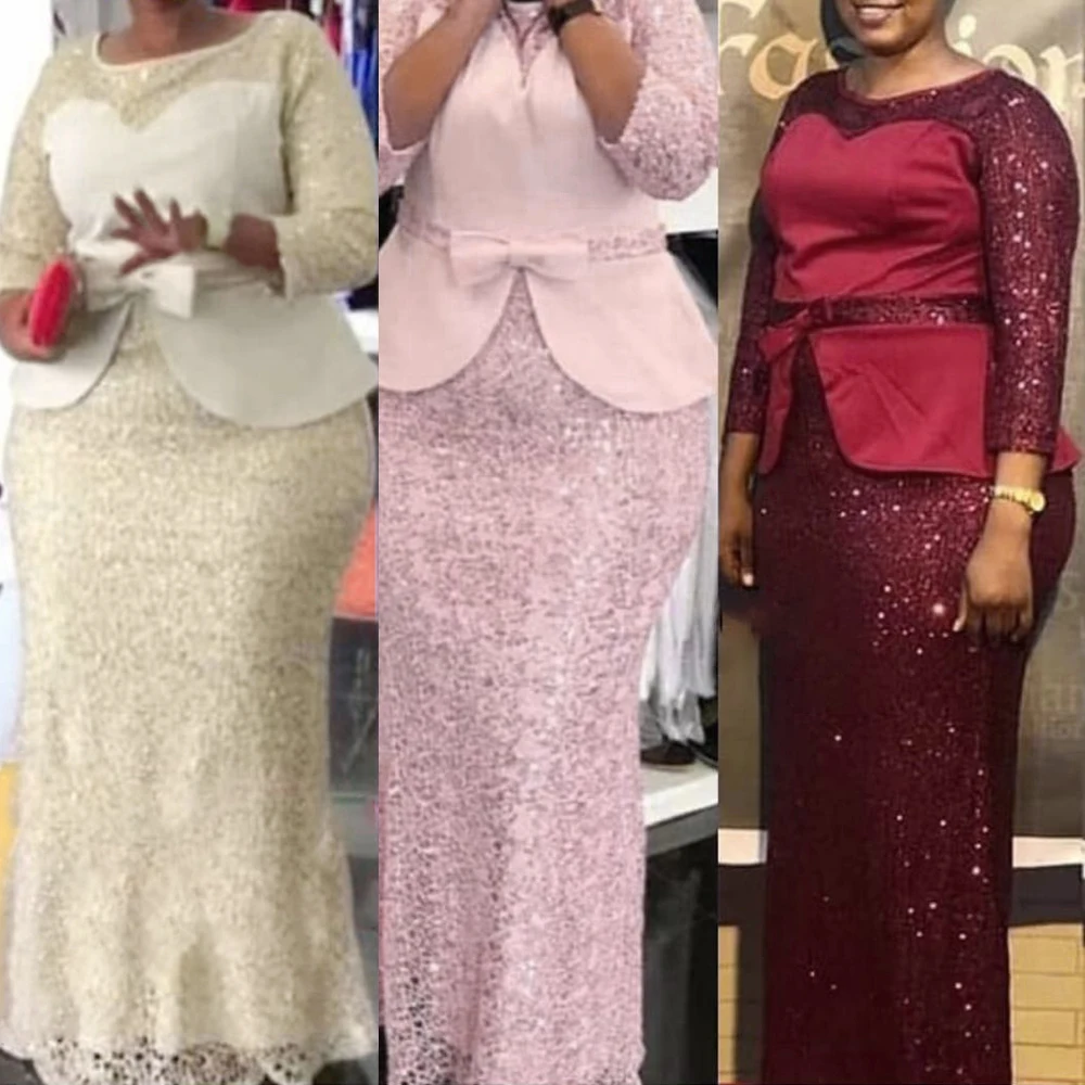 

MD 2021 African Dresses For Women Ankara Dashiki Fashion Clothing Long Sleeve Sequin Dubai Abaya Evening Dresses Muslim Boubou
