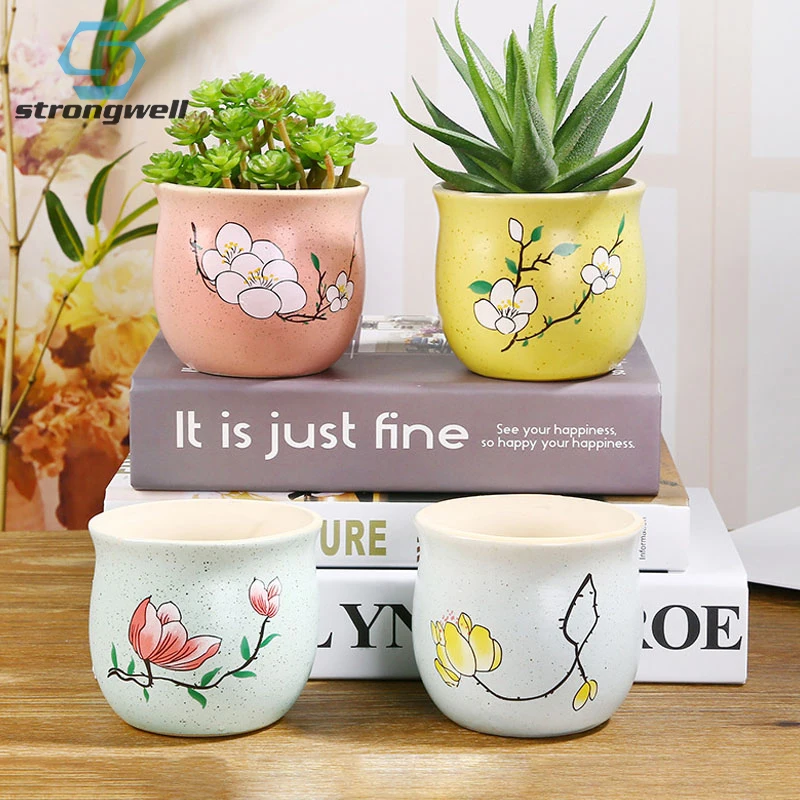 

Strongwell индивидуальные горшки ручной росписи, креативные суккулентные цветочные горшки, рандомный декор для растений, офиса, настольного сто...