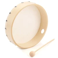 portable wooden sheepskin tambourine drum with drumstick percussion musical educational toy instrument