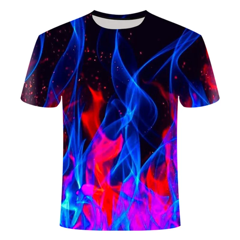 

4 7 9-14Years Children 3d The Flame Whirlpool Polyester Boys Clothes For Girl Kids Summer T Shirt Teen Baby Short Sleeve Clothin