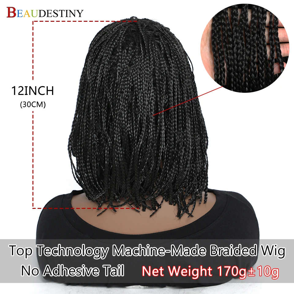 Beaudestiny Синтетический Плетеный парик с косичкой челкой короткий Боб для черных