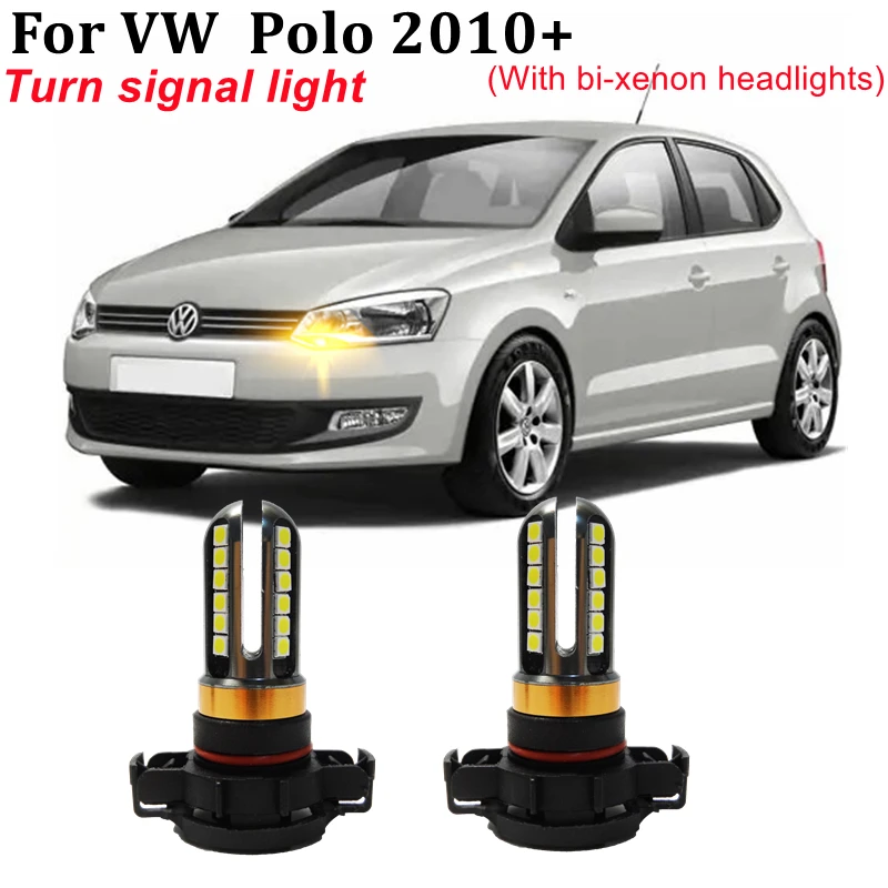 

2x Error Free H16 PSY24W Amber/ Xenon White Turn signal Lights LED Bulbs For 2010+ VW Polo V Sedan Front Indicator Bulbs