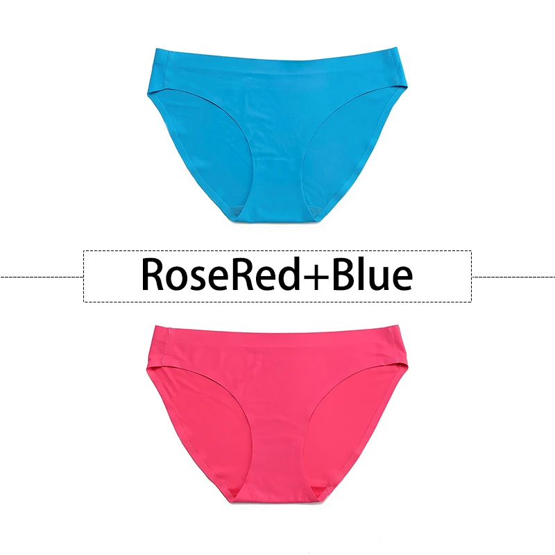 RoseBlue-SkyBlue 2 шт./партия, открытый Шелковый бесшовный трусики для женщин, нижнее белье сексуальные плавки, цельное нижнее белье с открытой спиной и низкой посадкой, женское XS-L, большие размеры США - Цвет: RoseBlue-SkyBlue