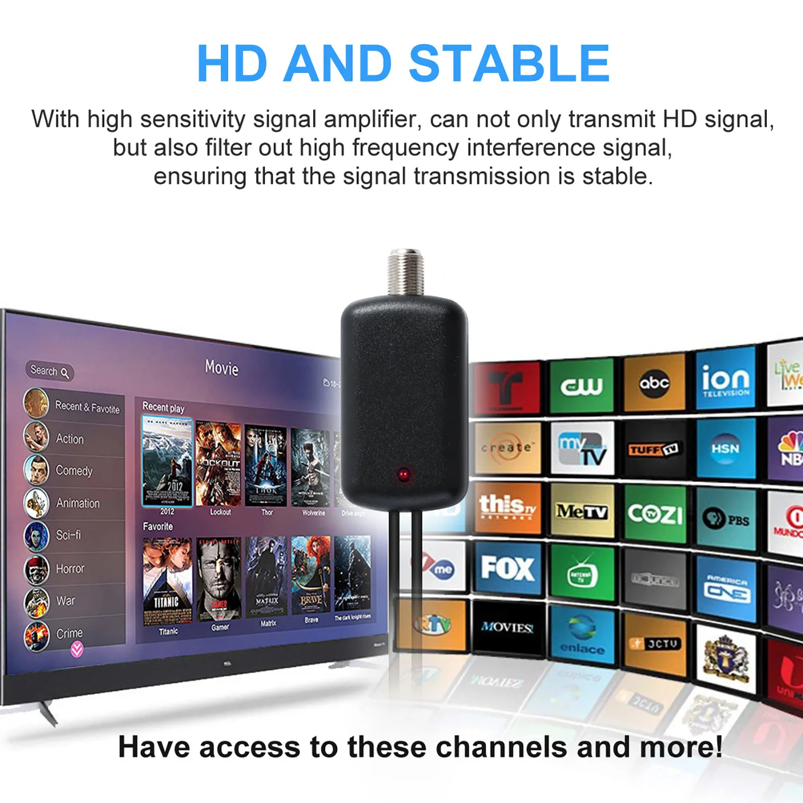 Indoor Digital TV Antenna Signal Amplifier Terrestrial Wave Mini HDTV Antenna F head IEC adapter 50 Miles Booster Active InStock