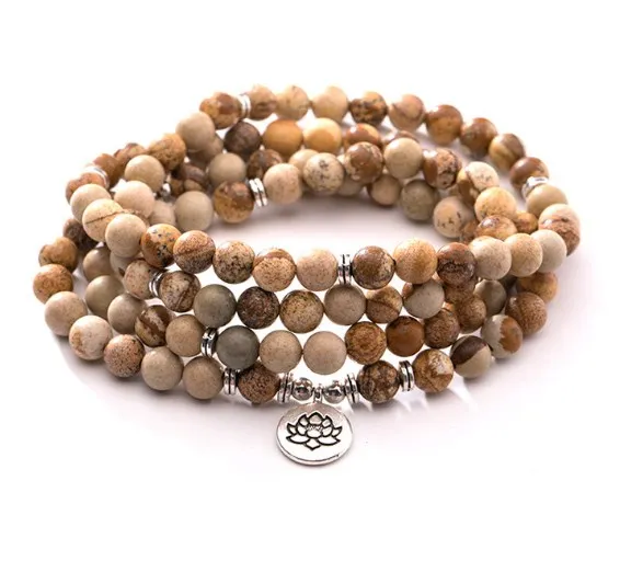 

yellow 108 beads 8mm elastic adjustable Lotus life tree Buddha OM eye Chakra Reiki agate Onyx Yoga Bracelet necklace uij34