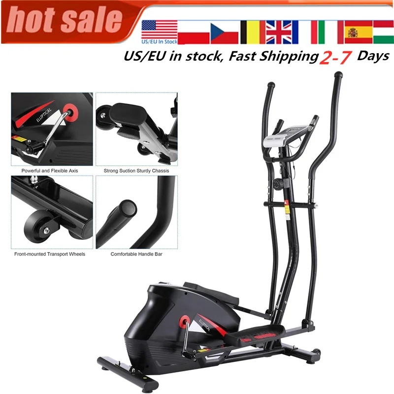 

10 Level Resistance Magnetic Elliptical Machine Trainer Fitness with LCD Monitor Spinning Cycle Magnetic Control Exercise Bike