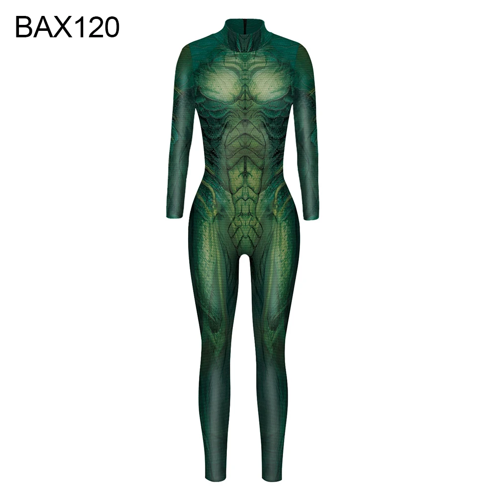 

Women Halloween Long Sleeve Digital Print Slim Jumpsuit Bodysuit Cosplay Costume