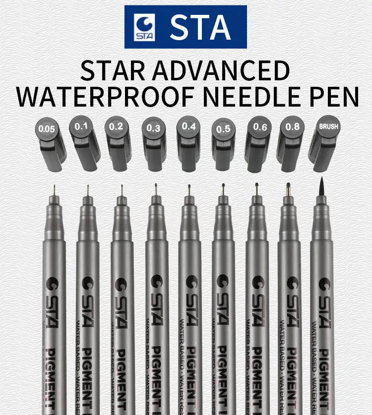 Fineliner STA водонепроницаемые маркерные ручки на водной основе художественные карандаши для рисования школьные офисные канцелярские принадлежности 04301
