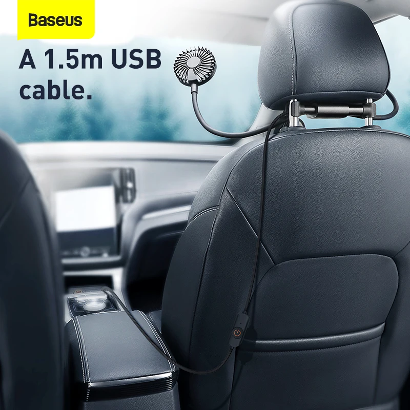 

Baseus Foldable USB Car Fan 360 Degree All-Round Adjustable Auto Air Cooling Dual Two Head Usb Fans Quiet Small Desktop Fan