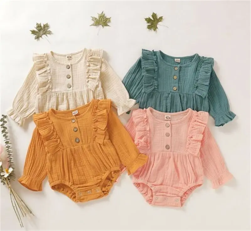 Одежда для новорожденных девочек от 0 до 24 месяцев боди с длинными рукавами и