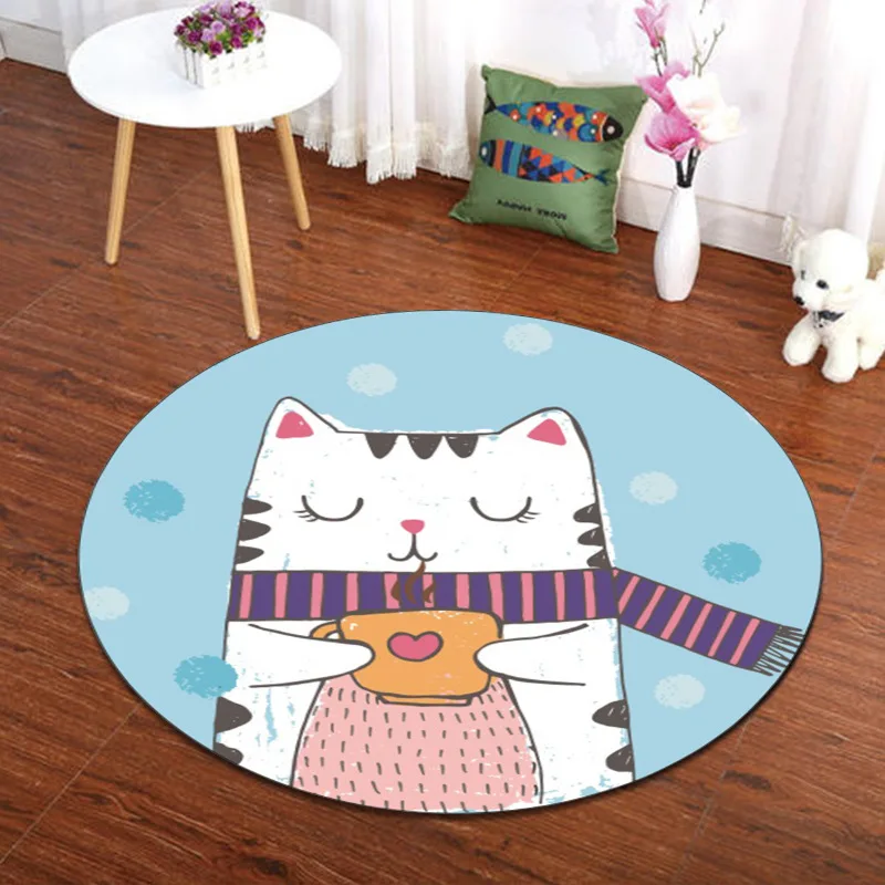 Новое поступление круглый коврик с мультяшным котом и животными Tapete для гостиной