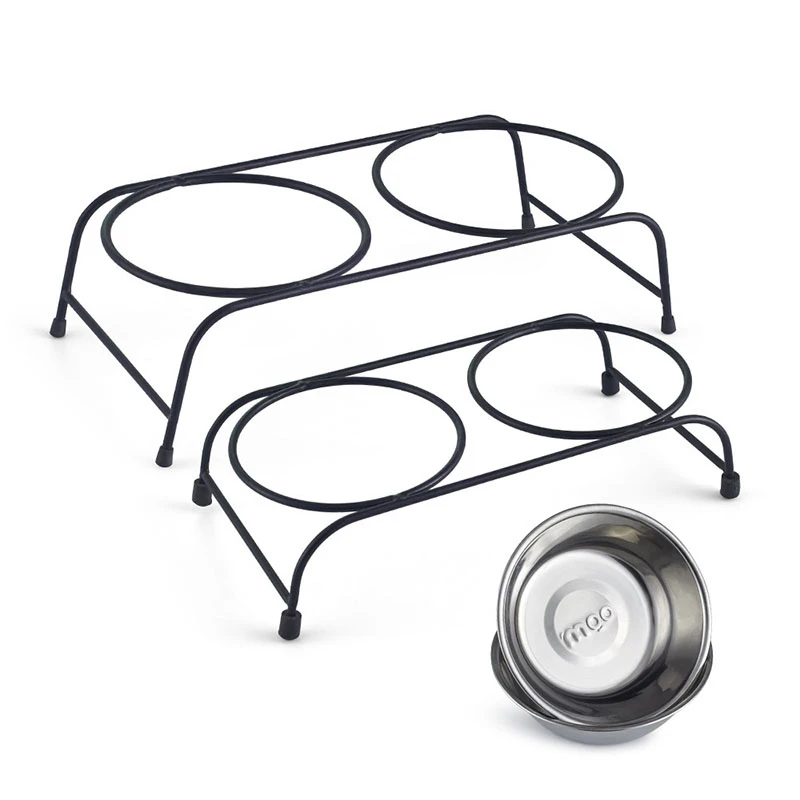 Двойная керамическая Нескользящая миска из нержавеющей стали для кормления