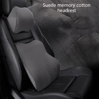 suede cloth car neck pillow set memory foam auto headrest lumbar seat supports cushion universal back pillows accessories