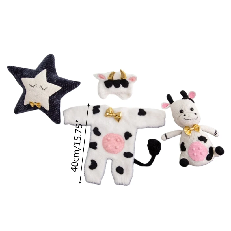 

50LE 2/5 Pcs Baby Cotton Hat Romper Set Newborn Photography Props Outfits Infants Photo Shooting Clothing