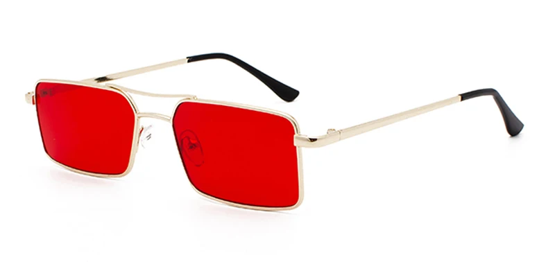 gold with red Peekaboo мужские прямоугольные Солнцезащитные очки женские Ретро золотые металлические прозрачные красные желтые синие мужские солнцезащитные очки Квадратные летние аксессуары - Цвет линз: gold with red