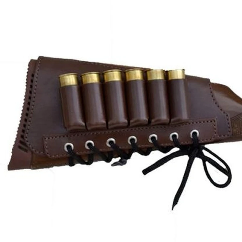 

Leather Shotgun Shell Cartridge Buttstock Holder Cheek Rest Padded - 12 & 20 Ga