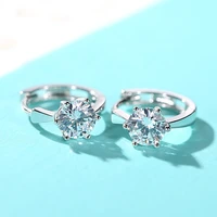 female luxury white zircon hoop earrings classic rose gold color wedding earrings trendy bride round crystal earrings for women