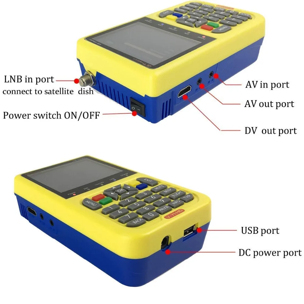 GTMEDIA DVB-S2 V8 Finder HD цифровой спутниковый Finder измеритель сигнала с 3,5 дюймовым ЖК-дисплеем MPEG-4 Sat Finder 1080P V8 Finde