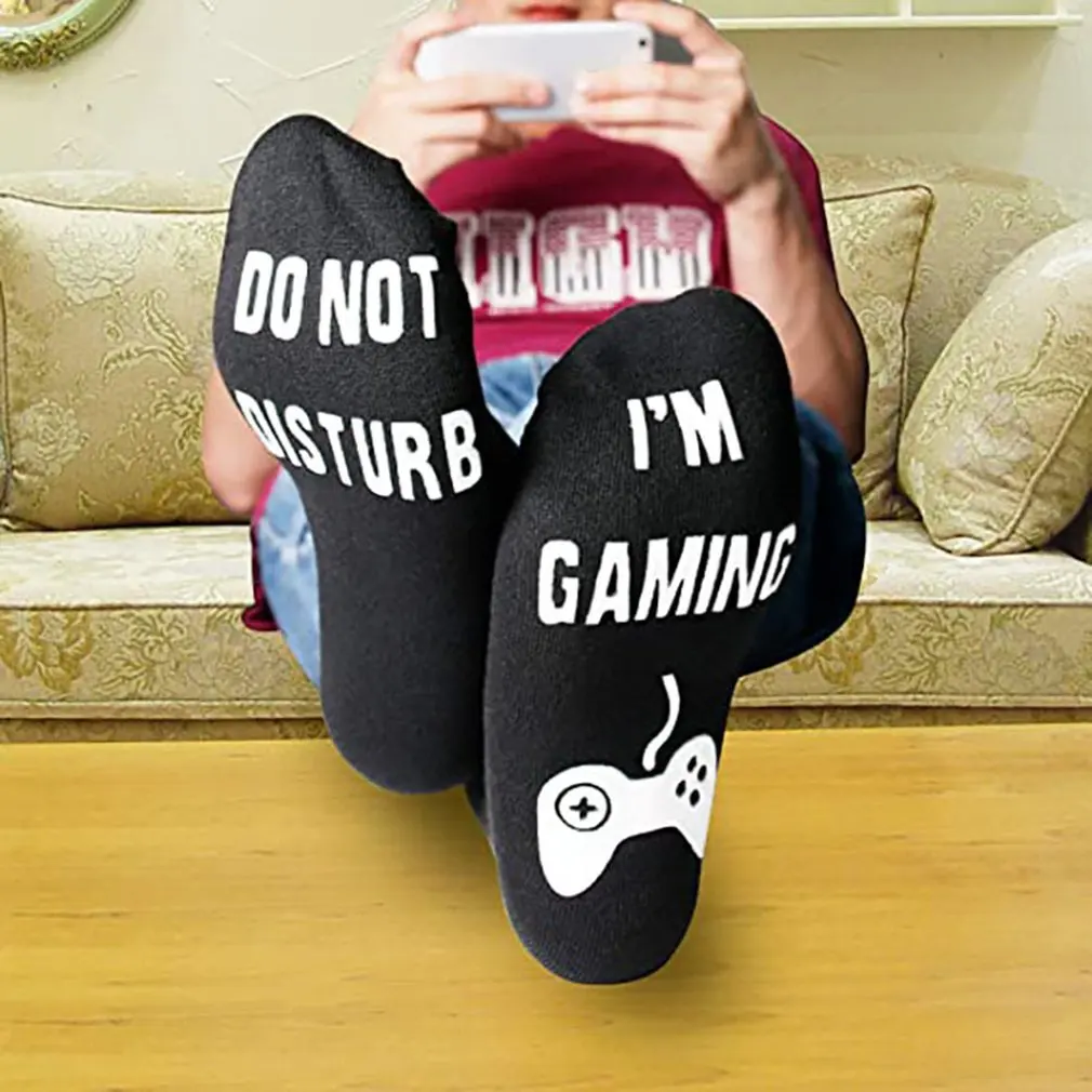 

NEW I AM GAMING Harajuku Funny Happy Gifts For Men Cotton Socks Letter Jacquard Hip Hop Street Fashion Winter Art Mens Socks
