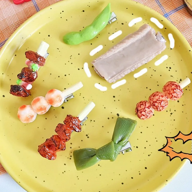 Simulation Food Hairpins for Women Edamame Ribs Kelp Hair Clip Funny Exaggerated Design Accessory Kids | Красота и здоровье
