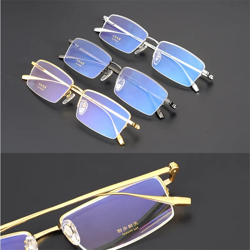 Очки Zerosun в золотистой оправе мужские титановые брендовые оптические линзы по