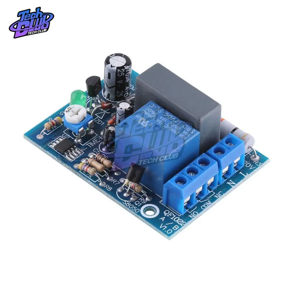 

AC 220V Timer Relay Delay Switch Input/Output Delay Off Switch Module Adjustable 0-10Sec 10Min 10Hr 100Min Timing Turn Off Board