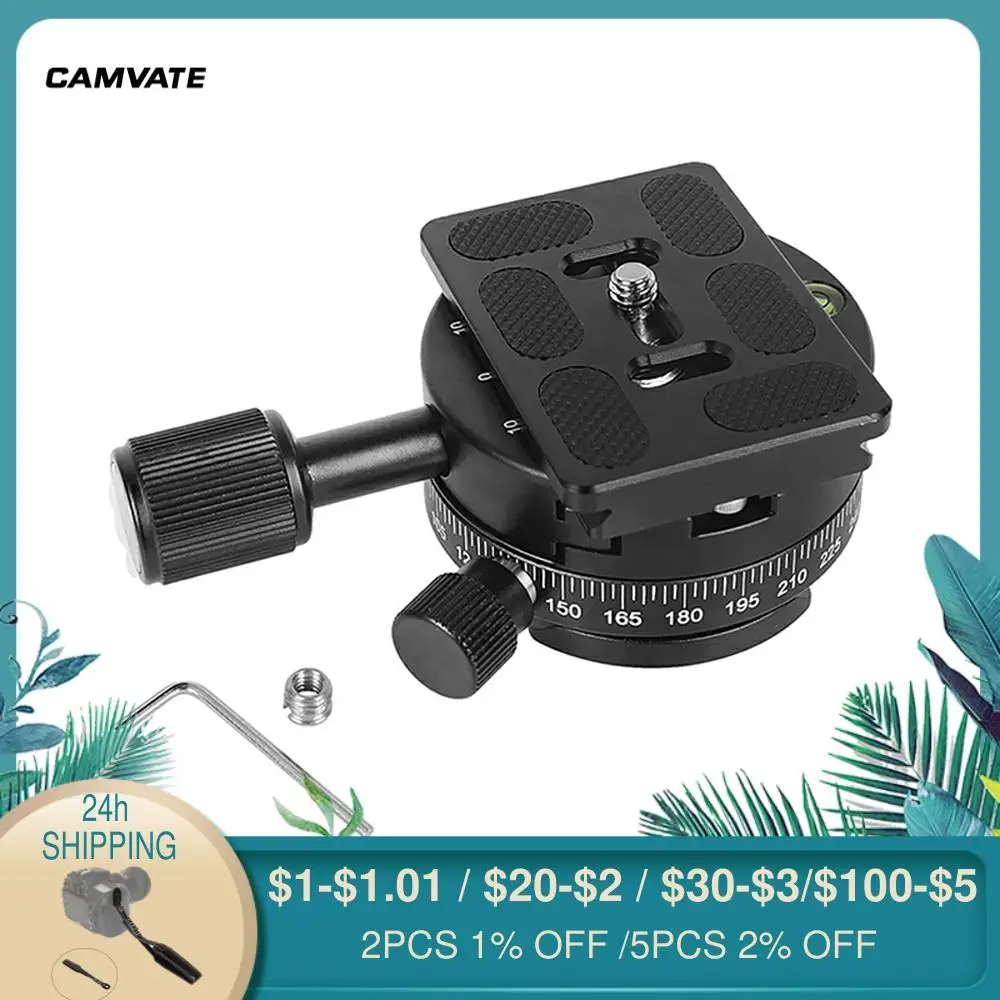 

CAMVATE Arca Style Swiss Standard 38mm 360° Rotating Panoramic Tripod Head Mounting Quick Release Plate Kit For Camera Tripod