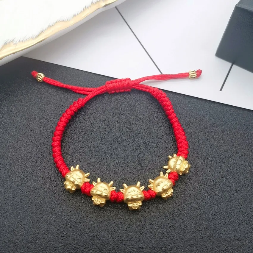 

Mascot Five Fortunes Golden Cow Red String Bracelet 2021 Chinese Ox New Year Bring Wealth Lucky Good Blessing Bracelets