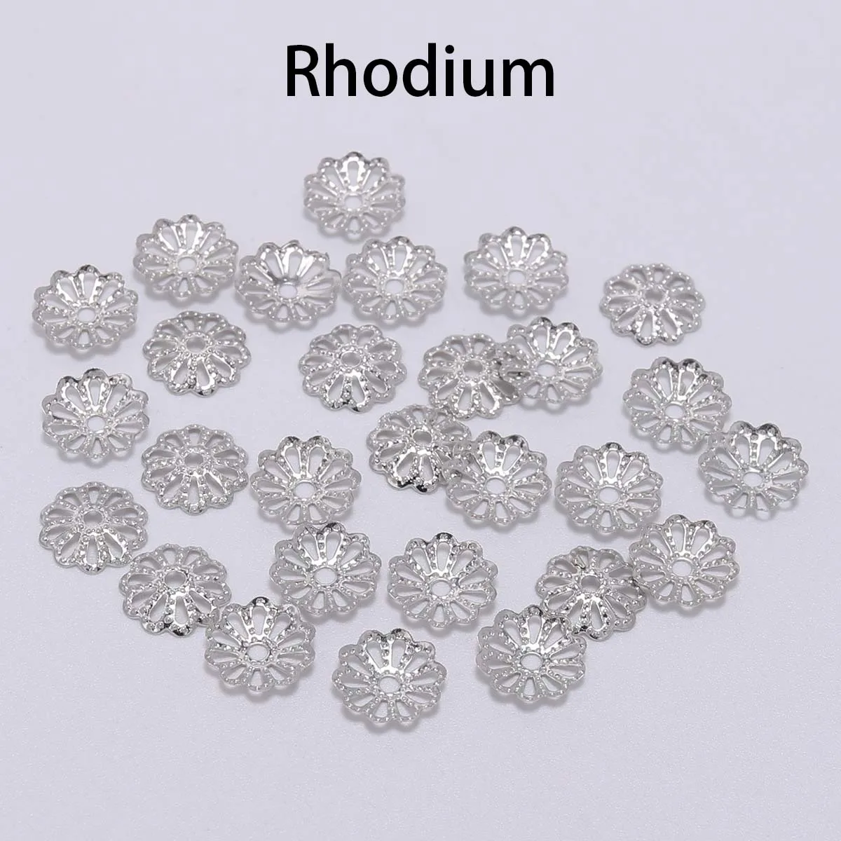 Rhodium 200 шт./пакет 7 мм, 9 мм, цветок застежки в форме цветка золотые серебряные обниматели для бусин для самостоятельного изготовления ювелирных изделий браслет серьги аксессуары-фурнитура - Цвет: Rhodium