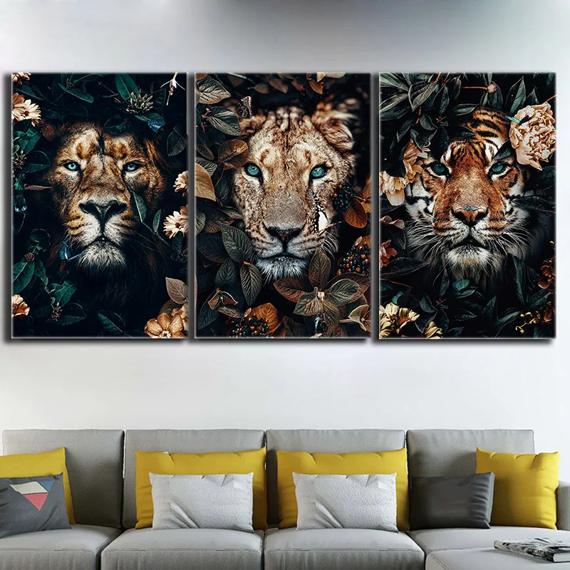 jungle animals Tiger Lion picture 5d full Square diamond painting Round rhinestone embroidery mosaic cross stitch Fabulous art | Дом и сад