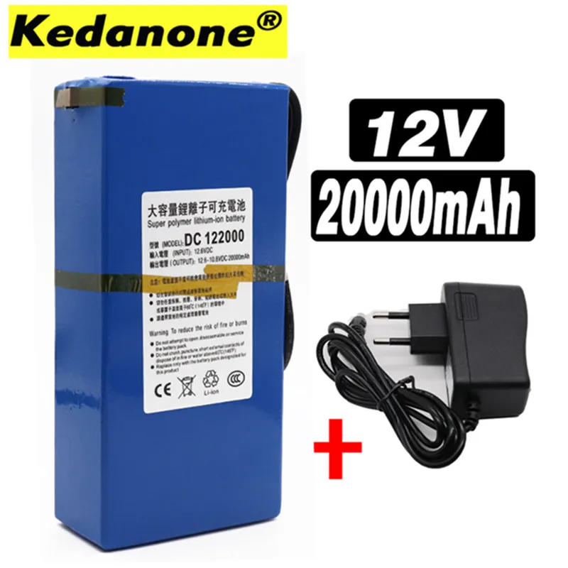

Батарея 12 в 20000 мАч высокое качество супер перезаряжаемая портативная литий-ионная с вилкой США или ЕС 12,6 в 20Ah DC Аккумулятор + зарядное устро...