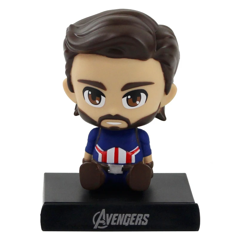 Качающиеся головы Аниме Фигурка Мстители Капитан Америка человек паук Халк Телефон держатель в автомобиль ПВХ игрушки, куклы с коробкой