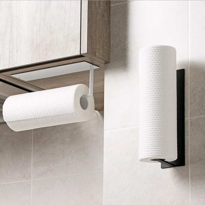 

Non Perforated Paper Towel Holder Toilet Paper Hanger Roll Paper Holder Fresh Film Storage Rack Wall Hanging Shelf