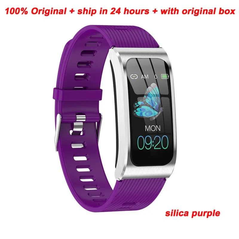 Silica strap purple Greentiger AK12, умный браслет для мужчин и женщин, IP68, водонепроницаемый, для измерения артериального давления, для мужчин, стройный, для контроля за циклом, фитнес-трекер, умный Браслет - Цвет: Silica strap purple
