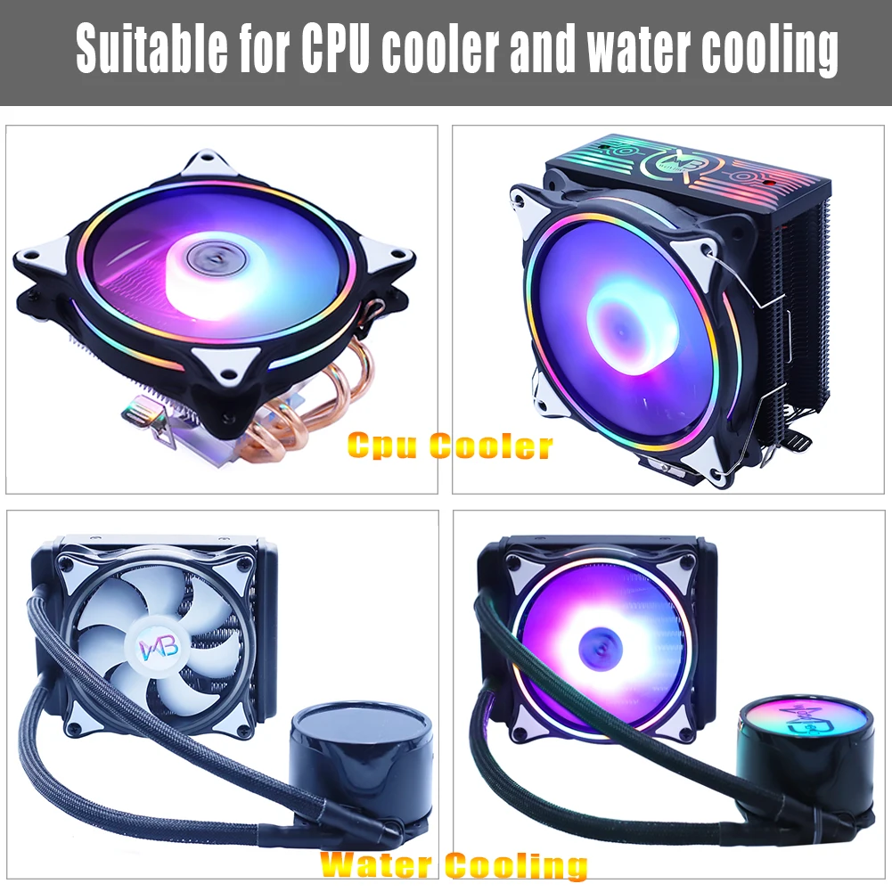 Wovibo 120 мм ARGB вентилятор 5 в 3 контакта Pwm 4 12 В постоянного тока Радужный RGB бесшумный