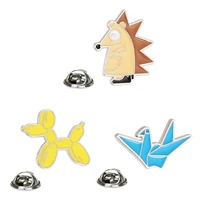 cartoon animal image badge funny puppy hedgehog paper crane metal dripping oil children brooch backpack decoration gift