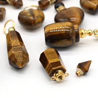 natural stone gem essential oil perfume bottle tiger eye pendant handmade crafts diy necklace jewelry accessories gift making