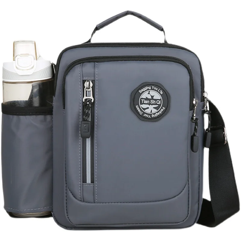 Скидка Сумка-мессенджер на плечо для мужчин, ранец из ткани Оксфорд для отдыха, путешествий, бизнеса, вертикальная сумка для бутылки с водой