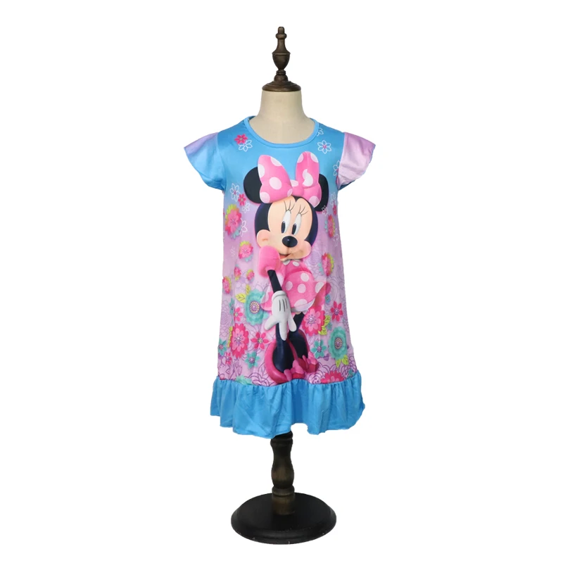 2021 Disney Princess Girl Dress Minnie Mouse Summer Clothing Kids Clothes Children Pajamas Birthday Dresses Casual Costume 3-8Y  - buy with discount