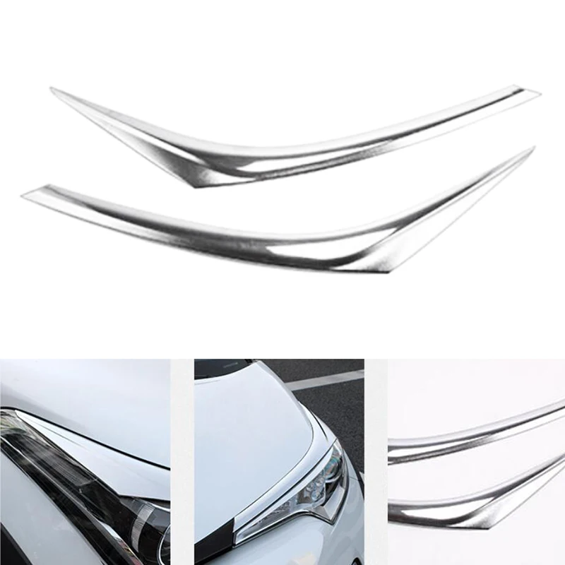 Автомобильный головной светильник бровей с хромированным каркасом для Toyota CHR 2017