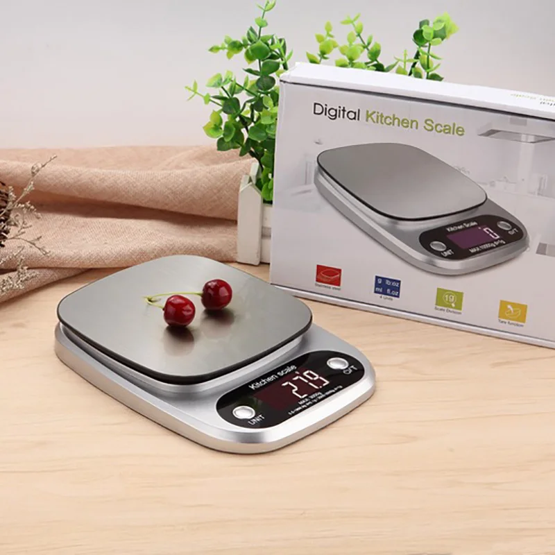 

3/5/10Kg Home Kitchen Scale Weighing Food Electronic Scale Measuring Tool Stainless Steel Platform with LCD Display Cooking Tool
