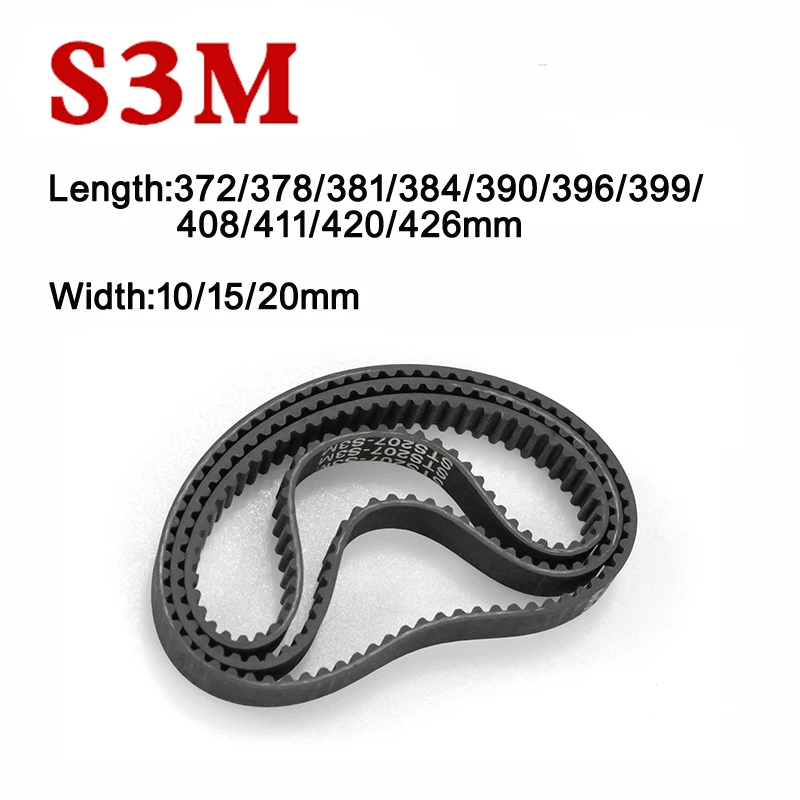 

S3M Timing Belt Length STS Trapezoidal Arc Tooth Industrial Transmission Belts 372/378/381/384/390/396/399/408/411/420mm
