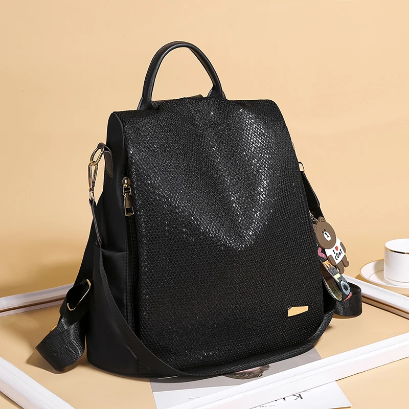 

High capacity Women Oxford cloth Backpacks High Quality Sequin grid School For Teenage Girls Ladies Bagpack Travel Shoulder Bag