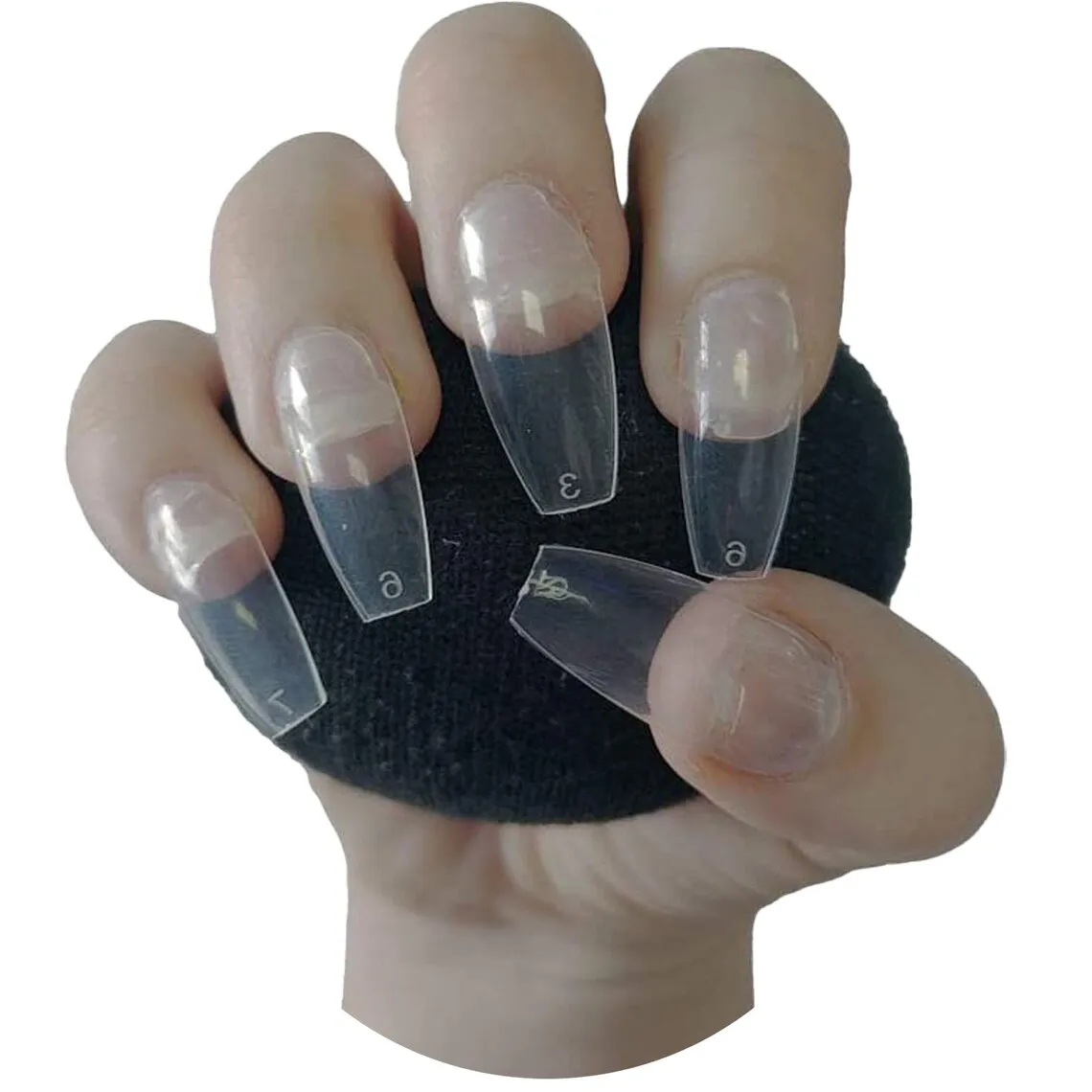 

500Pcs(10Size) Ballet Fake Nail Art Tips Press On Almond Curved Nails Full Cover Clear,Nature French Glue On False Nails Tips T5