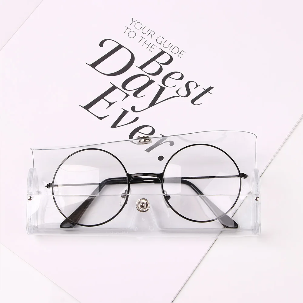 2 шт. сверхлегкие ПВХ портативные прозрачные чехлы для очков на кнопках прочные