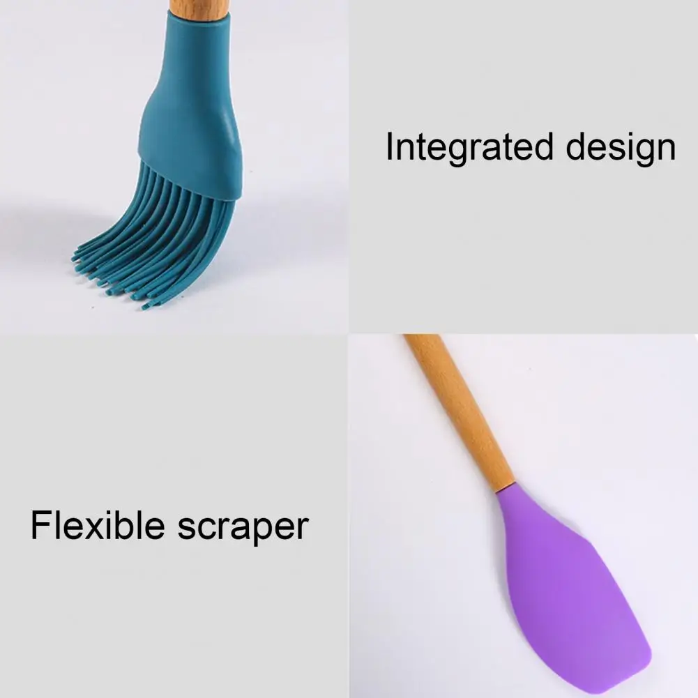 12 шт./компл. противопригарная силиконовая основа лопатка Черпак с деревянной