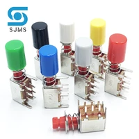 10pcs ps 22f03 straight angle pcb latching push button noself locking key power reset switches with a11 color button switch cap